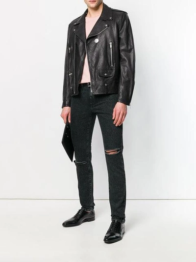 Shop Saint Laurent Biker Jacket In 1000 Black