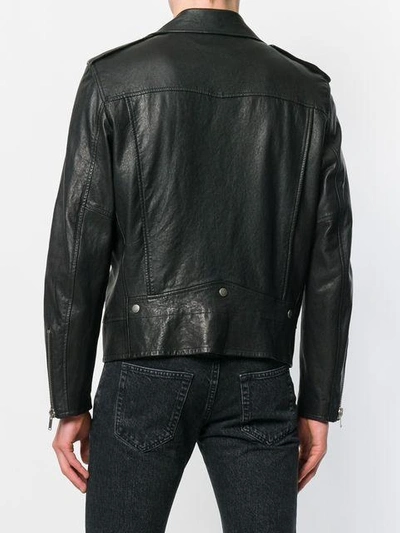 Shop Saint Laurent Biker Jacket In 1000 Black