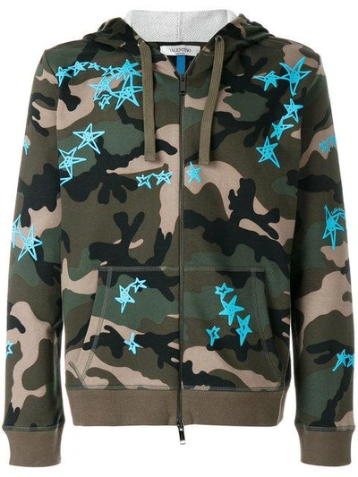 Shop Valentino Zandra Stars Camo Hoodie - Green