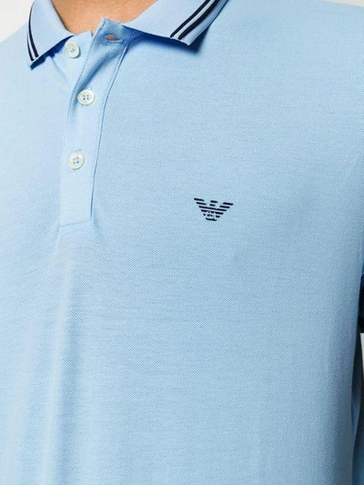 Shop Emporio Armani Logoed Polo Shirt In Blue