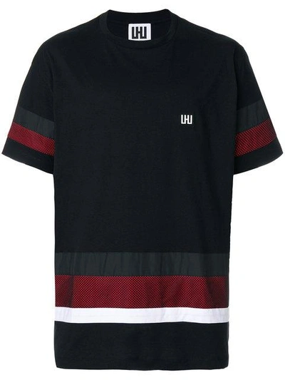 Shop Les Hommes Urban Stripe Detail T-shirt - Black