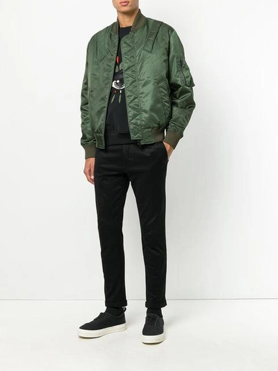 Shop Kenzo Zip Bomber Jacket In Green