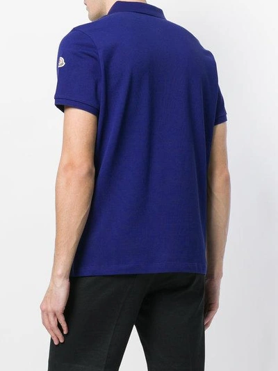 Shop Moncler Logo Patch Polo Shirt - Blue
