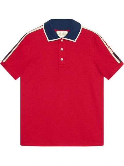Shop Gucci Red  Stripe Polo Shirt