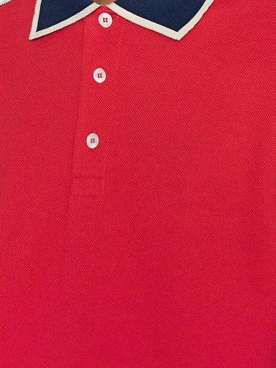 Shop Gucci Red  Stripe Polo Shirt