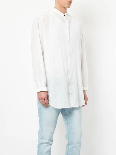 Saint Laurent Striped Tunisian Collar Shirt In White