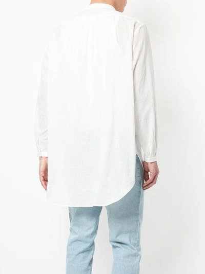 Saint Laurent Striped Tunisian Collar Shirt In White