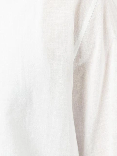 Saint Laurent Striped Tunisian Collar Shirt In White