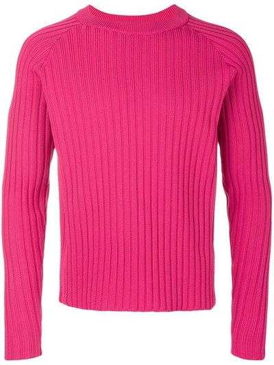 Shop Ami Alexandre Mattiussi Ribbed Raglan Sleeves Sweater In Pink