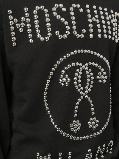 Shop Moschino Logo Studded Sweatshirt - Black