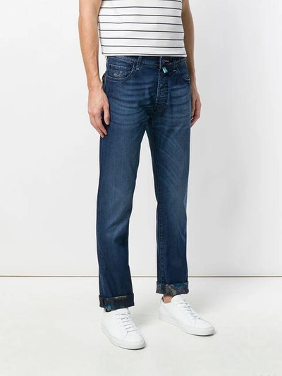 Shop Jacob Cohen Faded Straight Leg Jeans In Blue