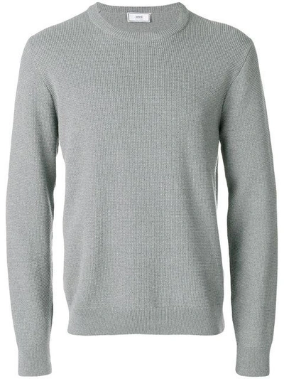 Shop Ami Alexandre Mattiussi Seed Stitch Crew Neck Sweater In Grey