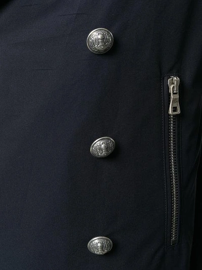 Shop Balmain Double-breasted Coat In Blue
