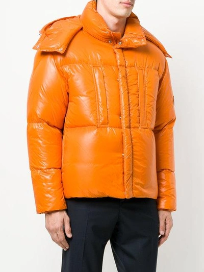 Shop Moncler Glossy Padded Jacket In 320 Arancio