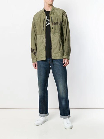 Shop White Mountaineering Panelled Shirt Jacket - Green