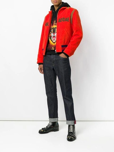 Shop Gucci Appliquéd Bomber Jacket In Yellow