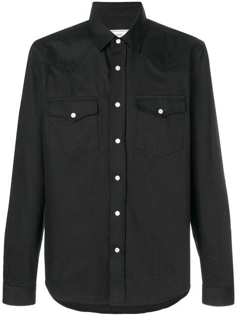 Ami Alexandre Mattiussi Press Button Ami Fit Shirt In Black | ModeSens