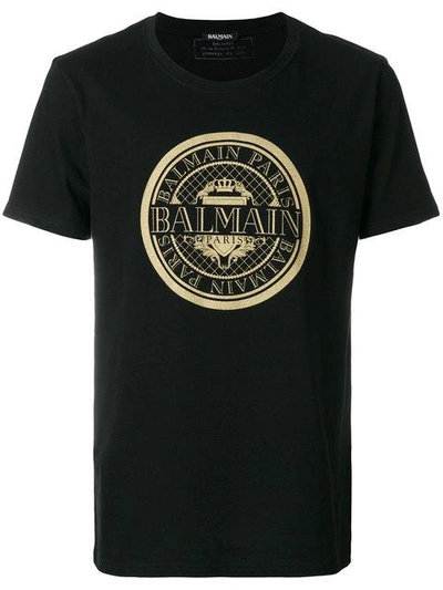 Shop Balmain Logo Print T-shirt - Black