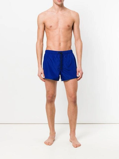 Shop Versace Medusa Patch Swim Shorts In Blue