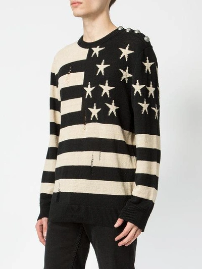 Shop Balmain Stars And Stripes Jumper In Black