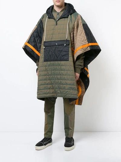 Shop Mostly Heard Rarely Seen Quilted Padded Poncho In Green