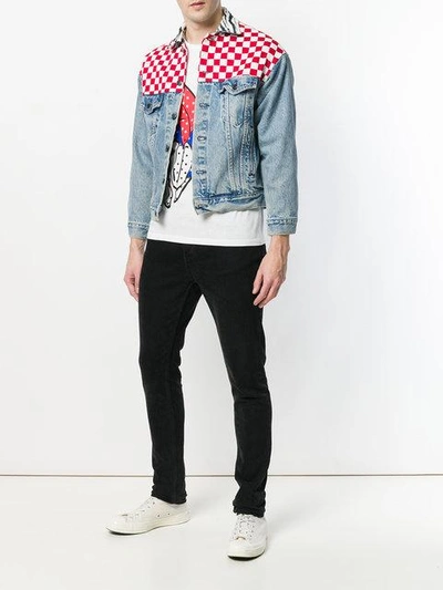 Shop Herman Checked Denim Jacket - Blue