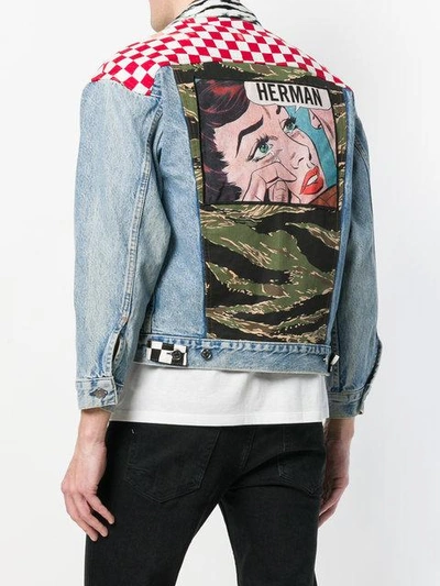 Shop Herman Checked Denim Jacket - Blue