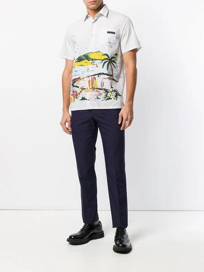 Shop Prada Beachscape Print Shirt - Grey