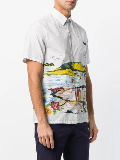 Shop Prada Beachscape Print Shirt - Grey