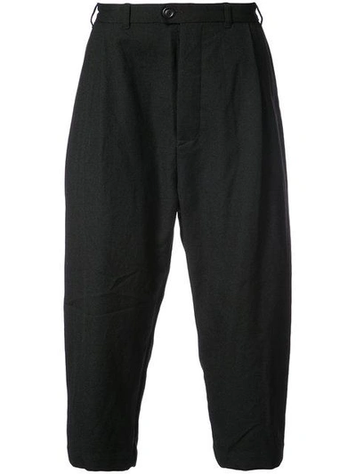 Shop Casey Casey Cropped Tapered Trousers - Black