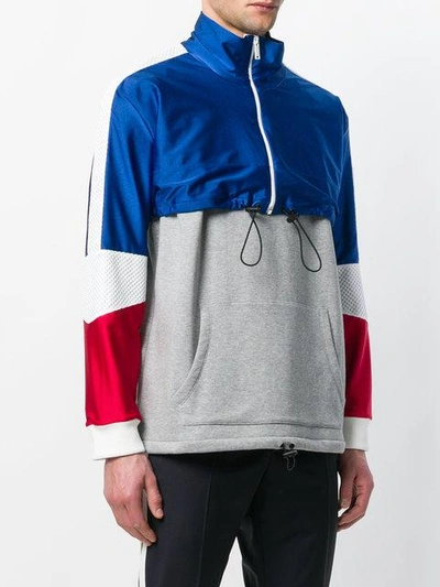 Shop Valentino Panelled Layered Sweatshirt In Blue