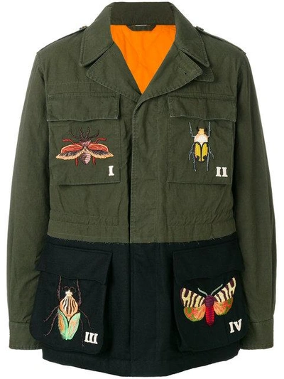 Shop Gucci Embroidered Military Jacket In Green