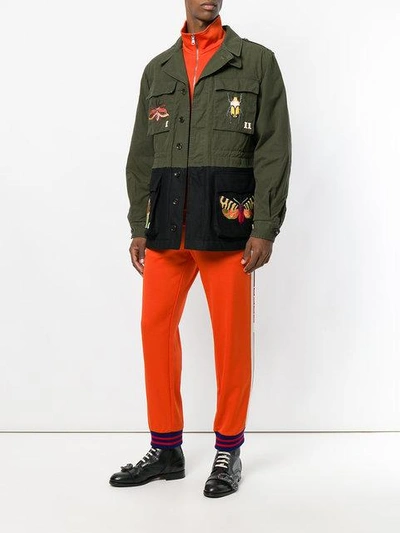 Shop Gucci Embroidered Military Jacket In Green