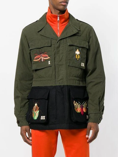 Shop Gucci Embroidered Military Jacket In Green