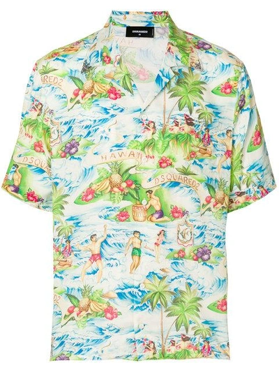 Shop Dsquared2 Hawaii Print Shirt In Multicolour
