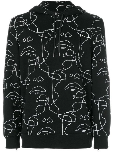 Shop Neil Barrett Siouxsie Printed Hoodie In Black