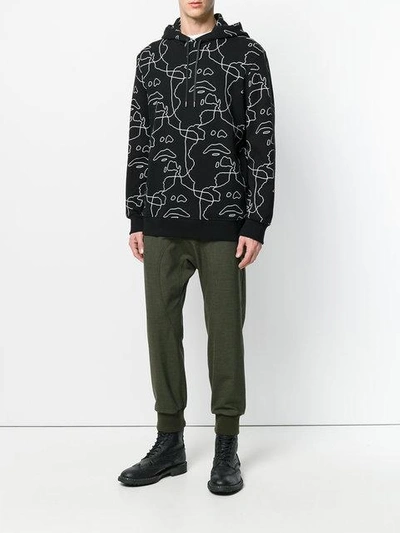 Shop Neil Barrett Siouxsie Printed Hoodie In Black