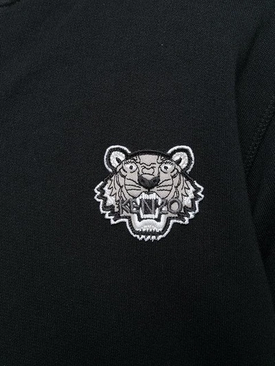 Shop Kenzo Zipped Sweatshirt With Tiger Crest - Blue