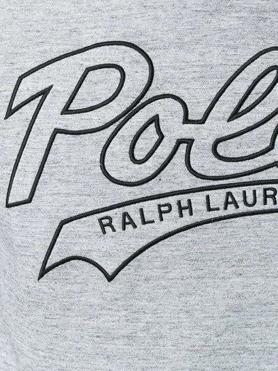 Shop Polo Ralph Lauren Logo Embroidered Hoodie In Grey