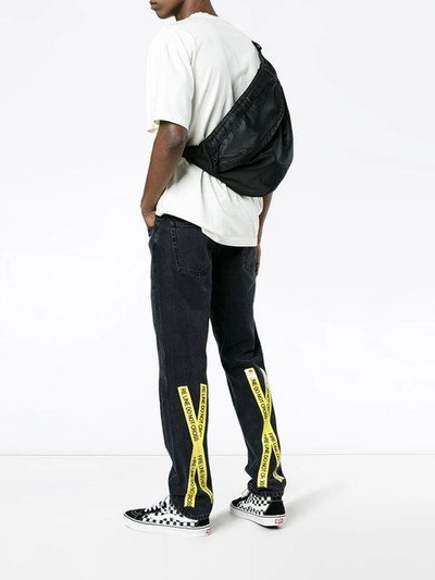 Shop Off-white Slim Jeans With Yellow Tape Detail In Black