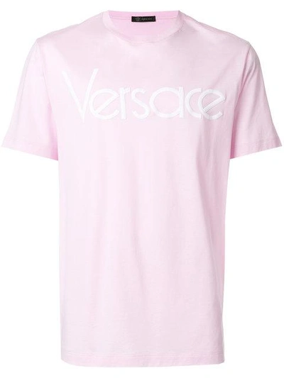 Shop Versace Logo T-shirt In Pink