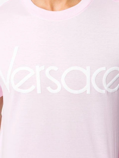 Shop Versace Logo T-shirt In Pink