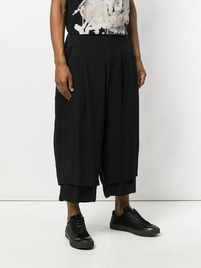 Shop Yohji Yamamoto Double Layer Trousers - Black