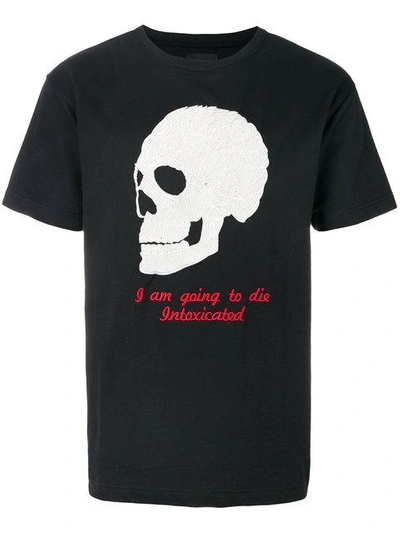 Shop Intoxicated Skull-embroidered T-shirt In Black
