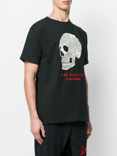 Shop Intoxicated Skull-embroidered T-shirt In Black