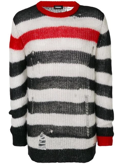 Shop Diesel Distressed Striped Sweater