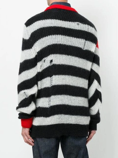 Shop Diesel Distressed Striped Sweater