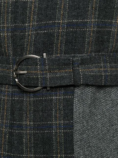 Shop Ferragamo Salvatore  Panelled Checked Coat - Grey