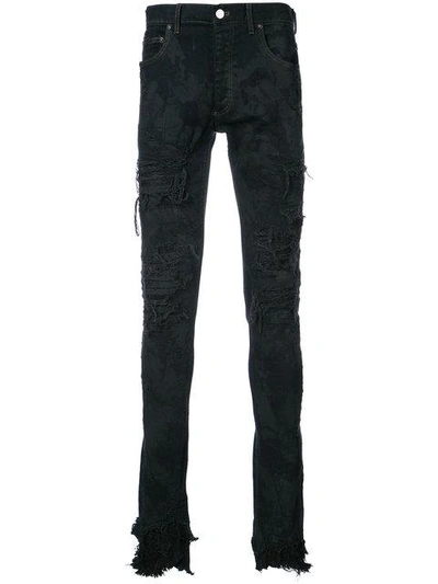Shop Fagassent Paint Splatter Distressed Jeans - Black