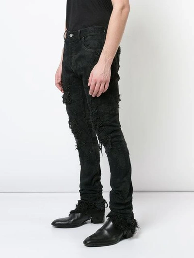 Shop Fagassent Paint Splatter Distressed Jeans - Black